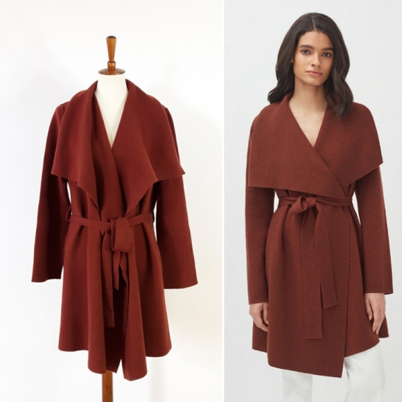 Cuyana Jackets & Blazers - CUYANA | Wool Cashmere Short Wrap Coat - Seasonal Rust